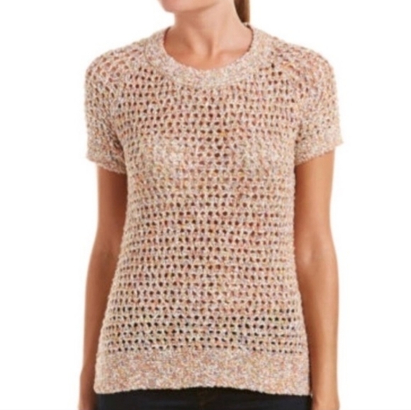 CAbi Multicolor Sorbet Knit Short Sleeve Summer Knit Blouse - Picture 2 of 10